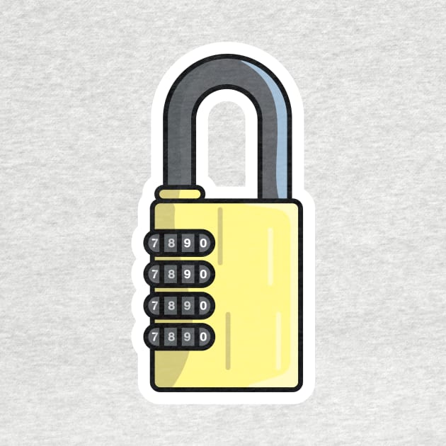 Padlock For Password Secure Sticker vector illustration. Technology and safety objects icon concept. Symbol protection and secure. Cyber security digital data protection concept sticker design by AlviStudio